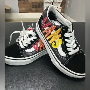 Vans Kids Old Skool (Flame logo repeat) black/white